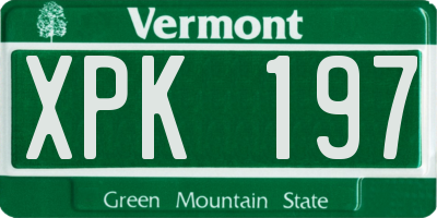VT license plate XPK197