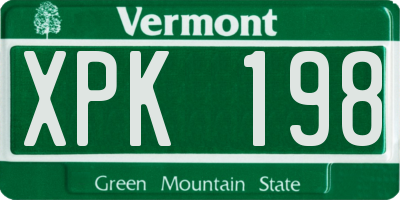 VT license plate XPK198