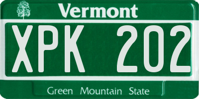 VT license plate XPK202