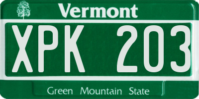 VT license plate XPK203