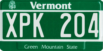VT license plate XPK204
