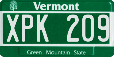 VT license plate XPK209