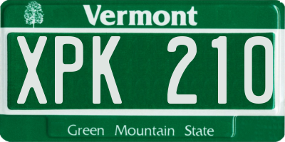 VT license plate XPK210