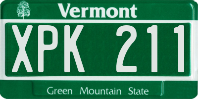 VT license plate XPK211