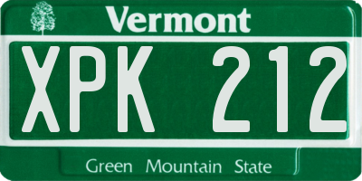 VT license plate XPK212