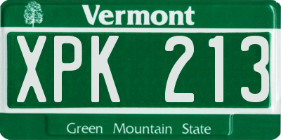 VT license plate XPK213