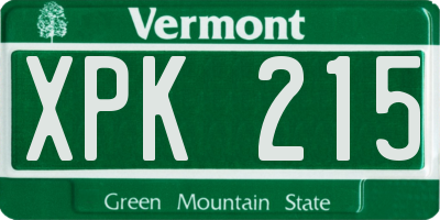 VT license plate XPK215