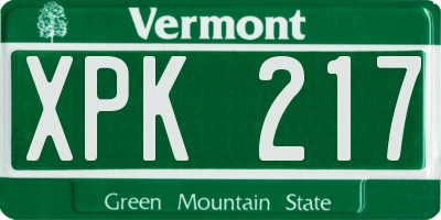 VT license plate XPK217