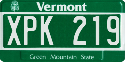 VT license plate XPK219