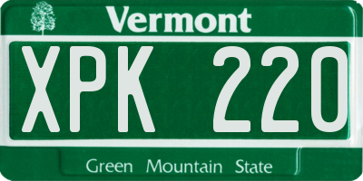 VT license plate XPK220