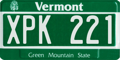 VT license plate XPK221