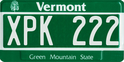 VT license plate XPK222