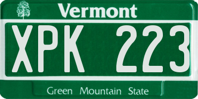 VT license plate XPK223