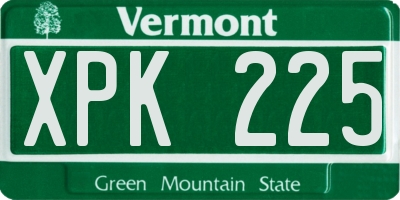 VT license plate XPK225