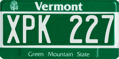 VT license plate XPK227