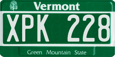 VT license plate XPK228