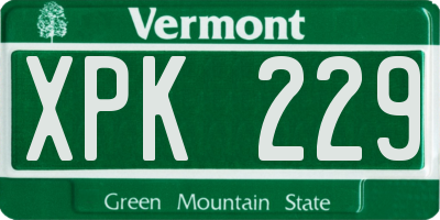 VT license plate XPK229