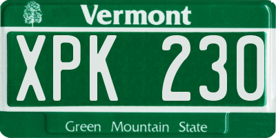 VT license plate XPK230