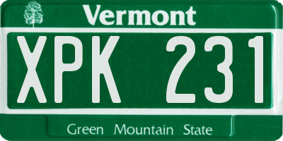 VT license plate XPK231