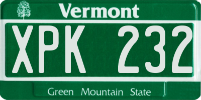 VT license plate XPK232