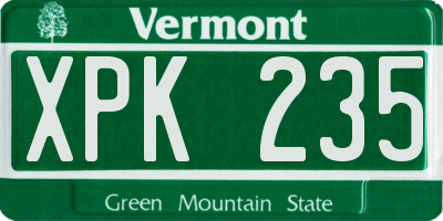 VT license plate XPK235