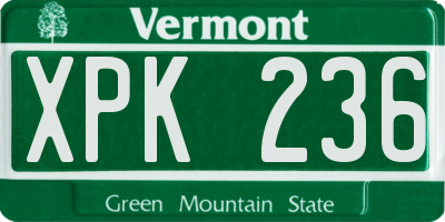 VT license plate XPK236