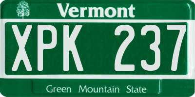 VT license plate XPK237