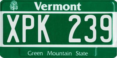 VT license plate XPK239