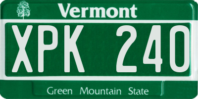 VT license plate XPK240