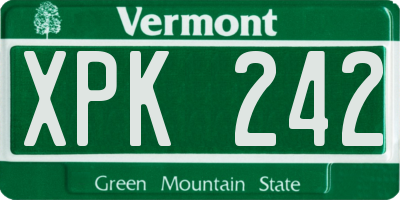 VT license plate XPK242