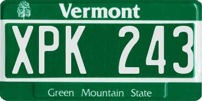 VT license plate XPK243