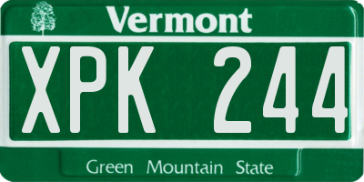 VT license plate XPK244