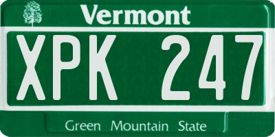 VT license plate XPK247