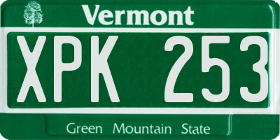 VT license plate XPK253