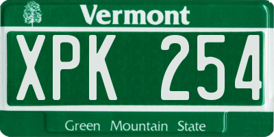VT license plate XPK254