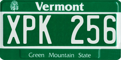VT license plate XPK256