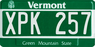 VT license plate XPK257