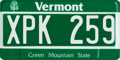 VT license plate XPK259