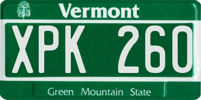 VT license plate XPK260