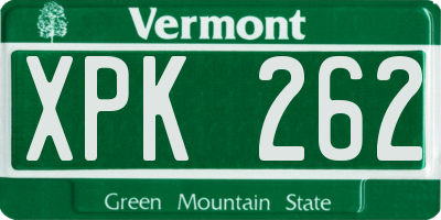 VT license plate XPK262