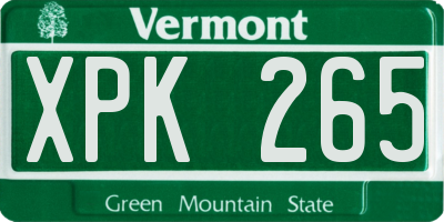 VT license plate XPK265