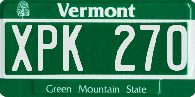 VT license plate XPK270