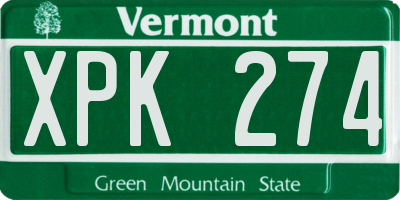 VT license plate XPK274