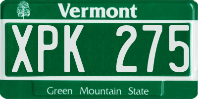 VT license plate XPK275