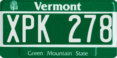 VT license plate XPK278