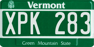 VT license plate XPK283