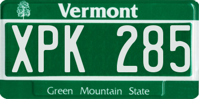 VT license plate XPK285