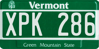VT license plate XPK286