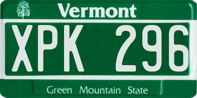 VT license plate XPK296