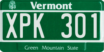VT license plate XPK301